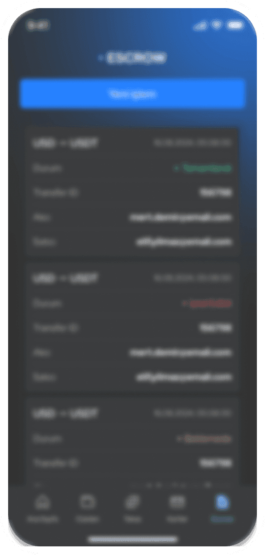 Decor: blurred Mobile UI (new transactions)