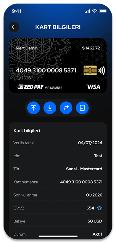 Mobile UI demo: Card details