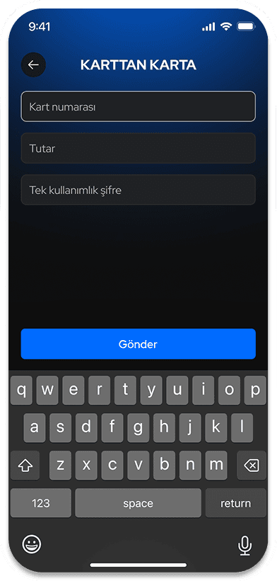 Mobile UI demo: Card to card transfers